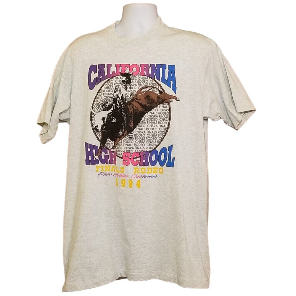 Vintage 90s T-shirt M 1994 California Rodeo Finals Paso Robles Gray NEW